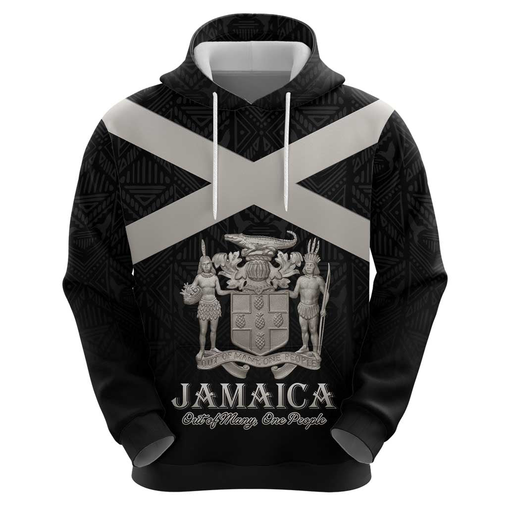 Personalized Jamaica Hoodie Coat Of Arms With Rastafarian Lion Silver Color LT15