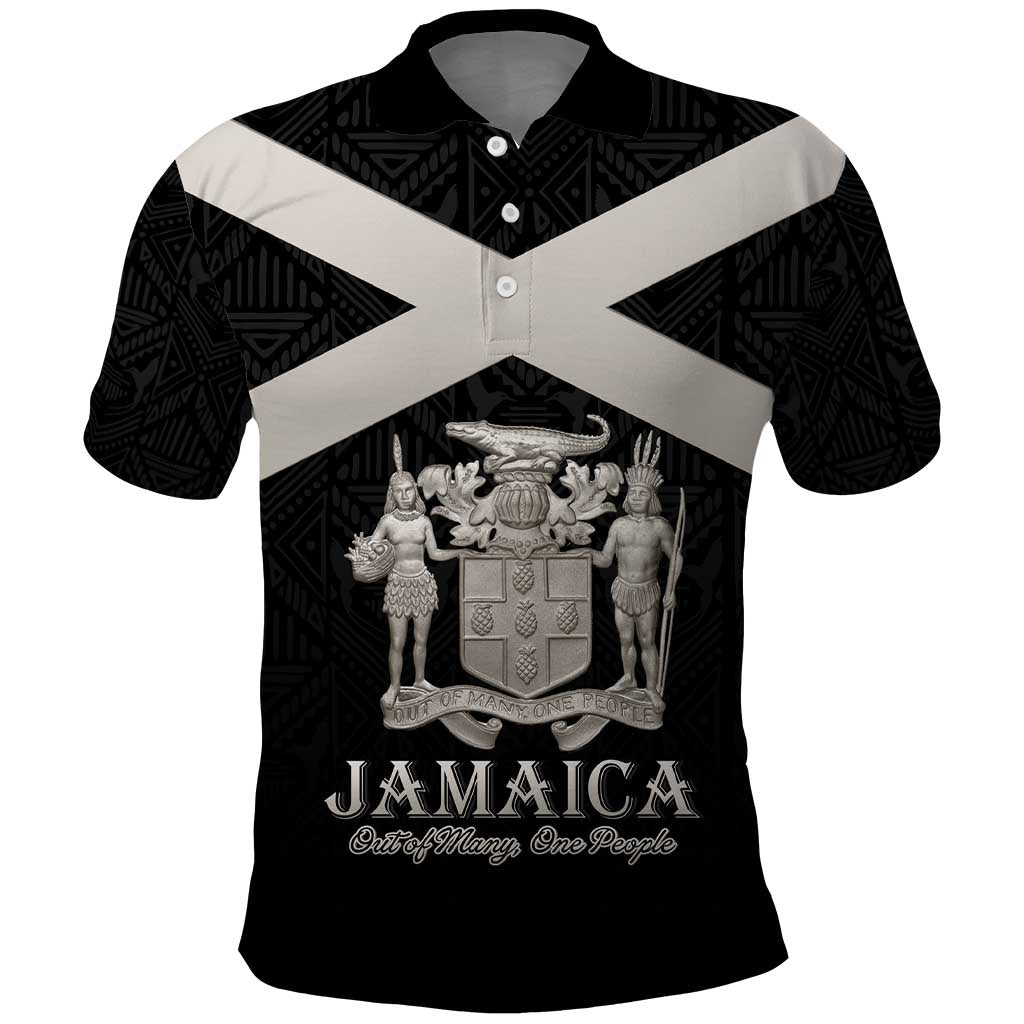 Personalized Jamaica Polo Shirt Coat Of Arms With Rastafarian Lion Silver Color LT15