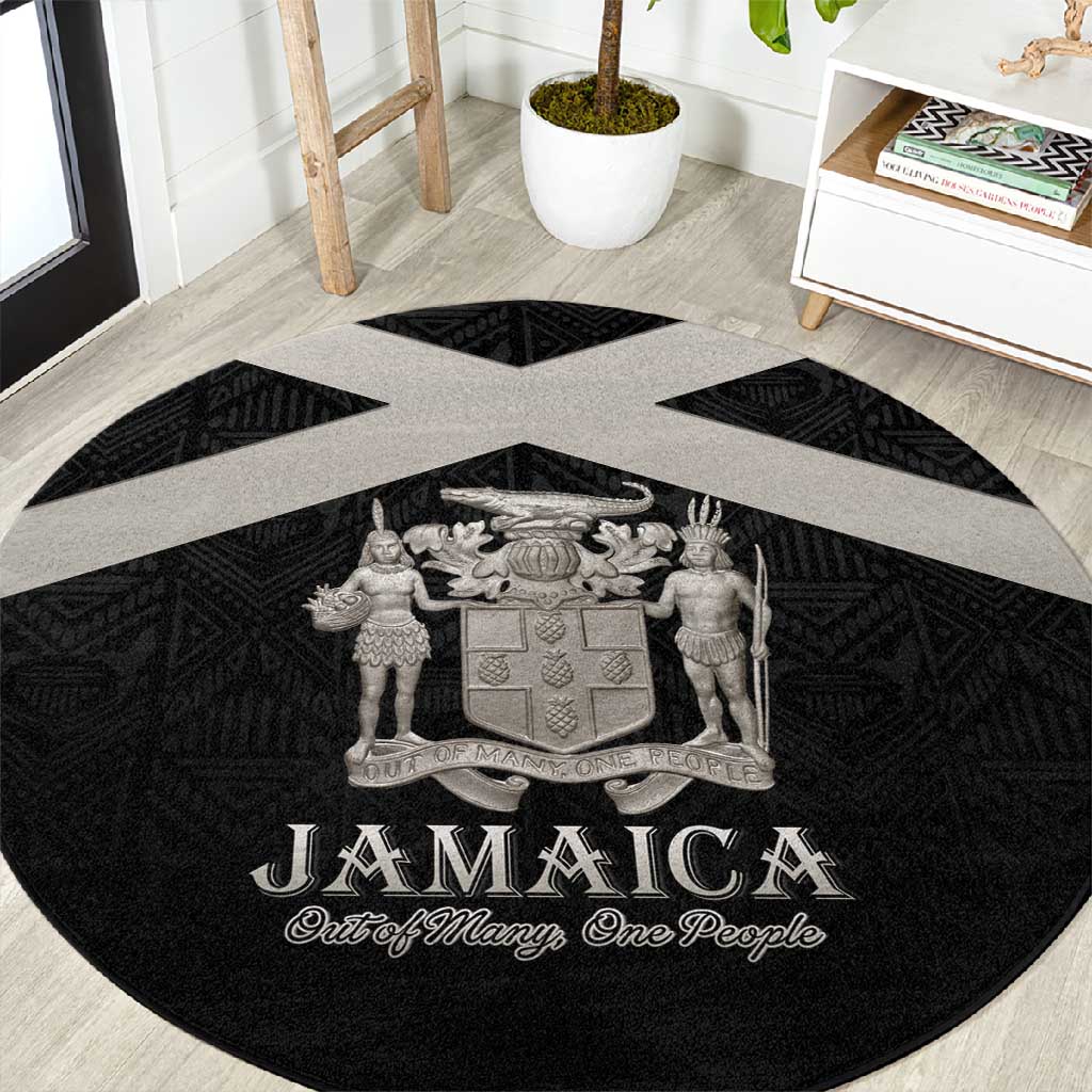 Jamaica Round Carpet Out of Many One People Silver Color LT15