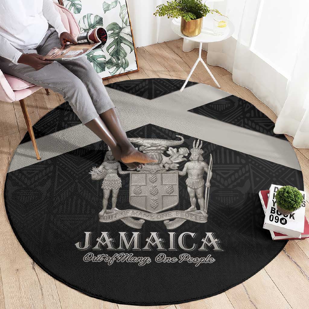 Jamaica Round Carpet Out of Many One People Silver Color LT15