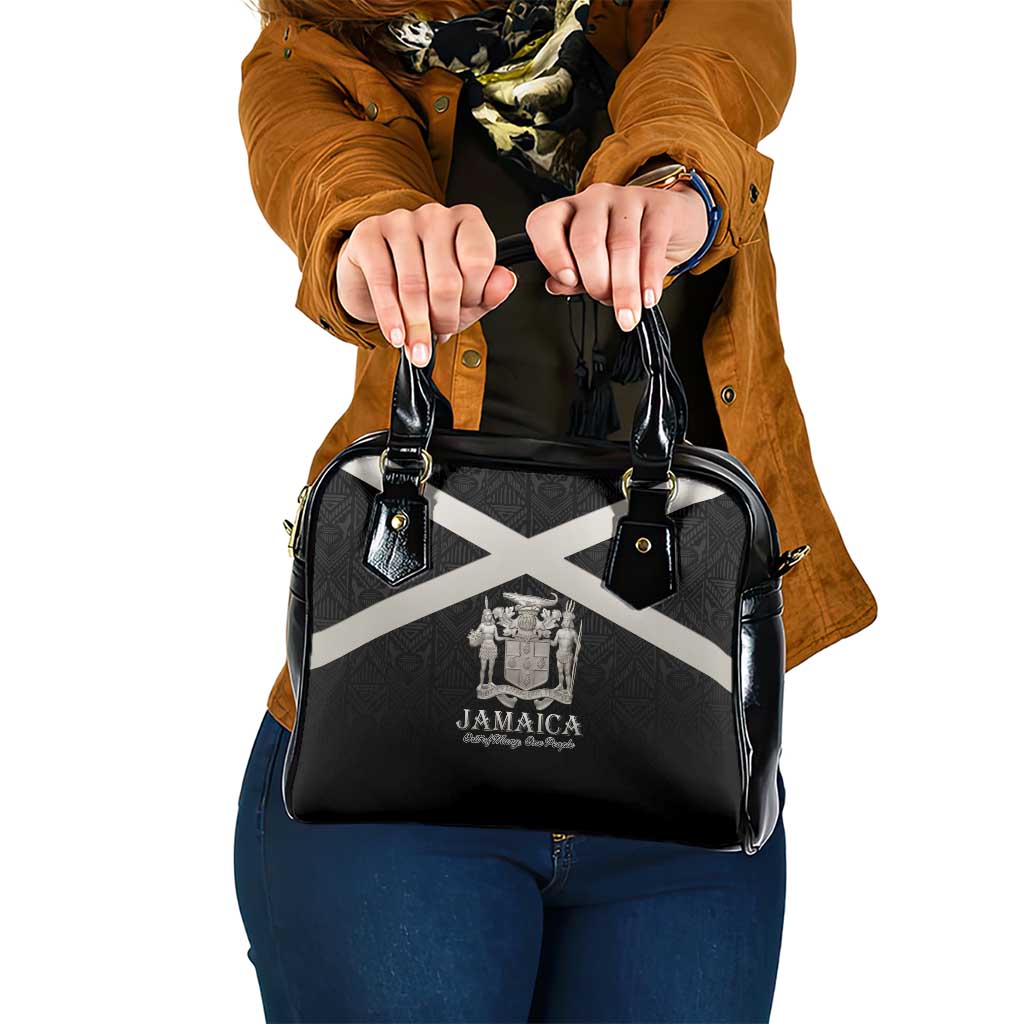 Jamaica Shoulder Handbag Coat Of Arms With Rastafarian Lion Silver Color LT15