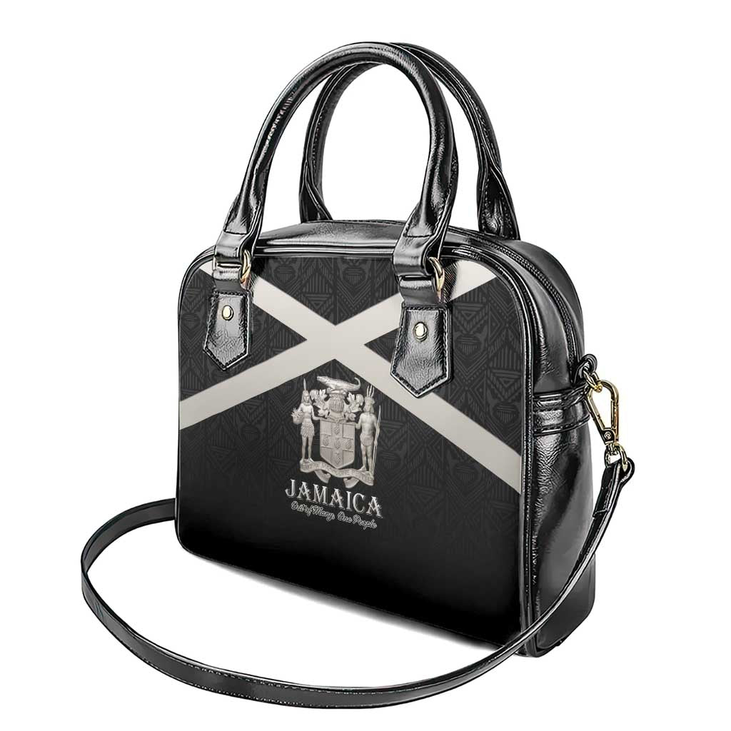Jamaica Shoulder Handbag Coat Of Arms With Rastafarian Lion Silver Color LT15