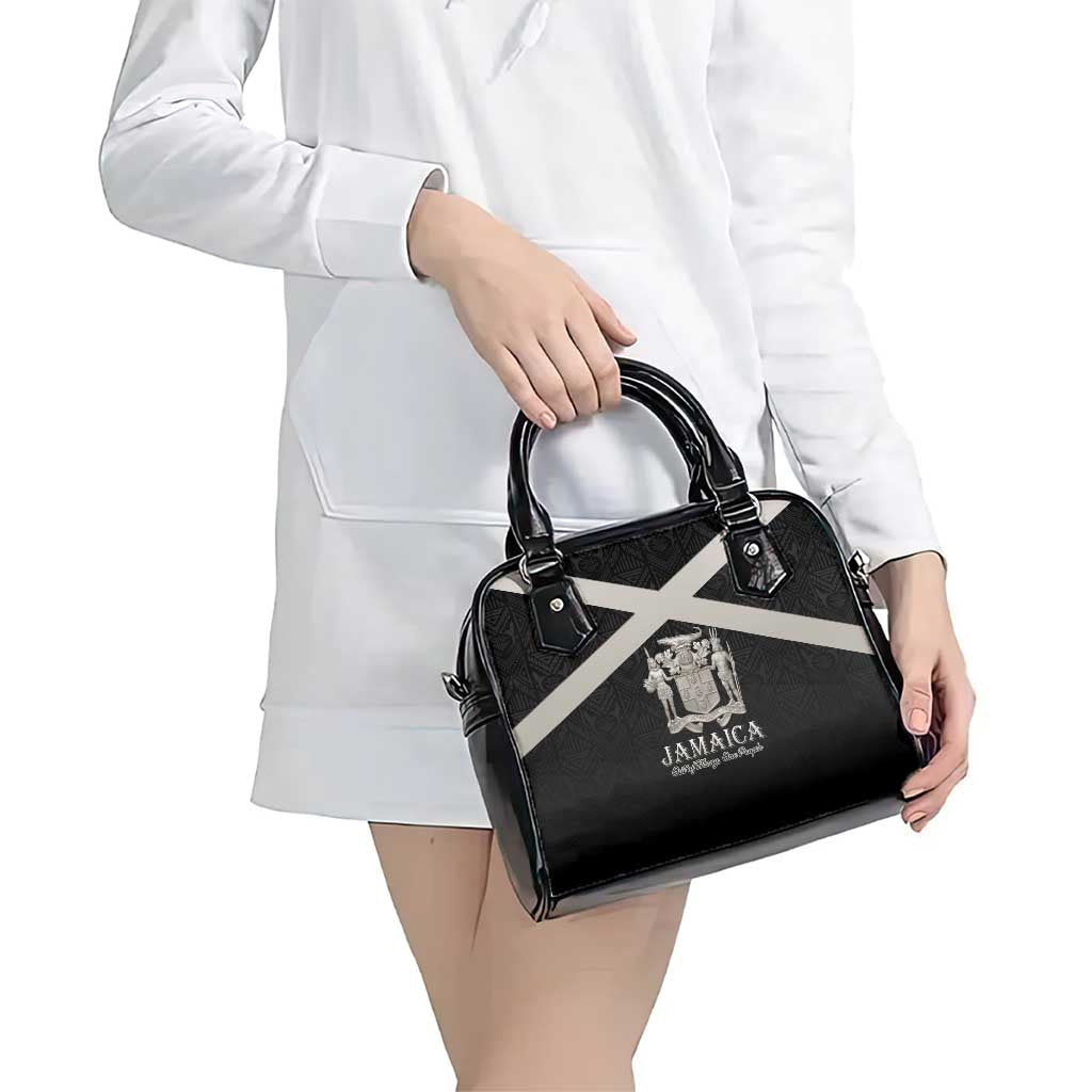 Jamaica Shoulder Handbag Coat Of Arms With Rastafarian Lion Silver Color LT15