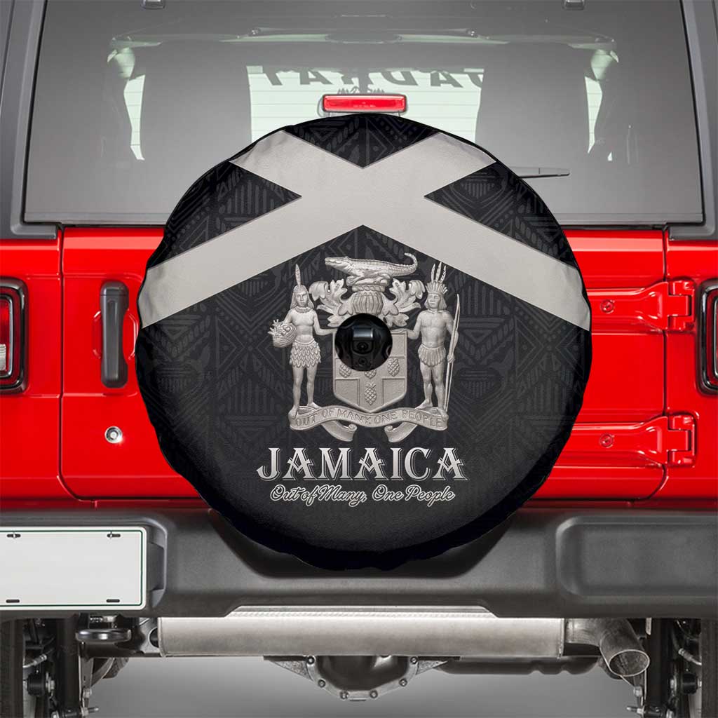 Jamaica Spare Tire Cover Coat Of Arms With Rastafarian Lion Silver Color LT15