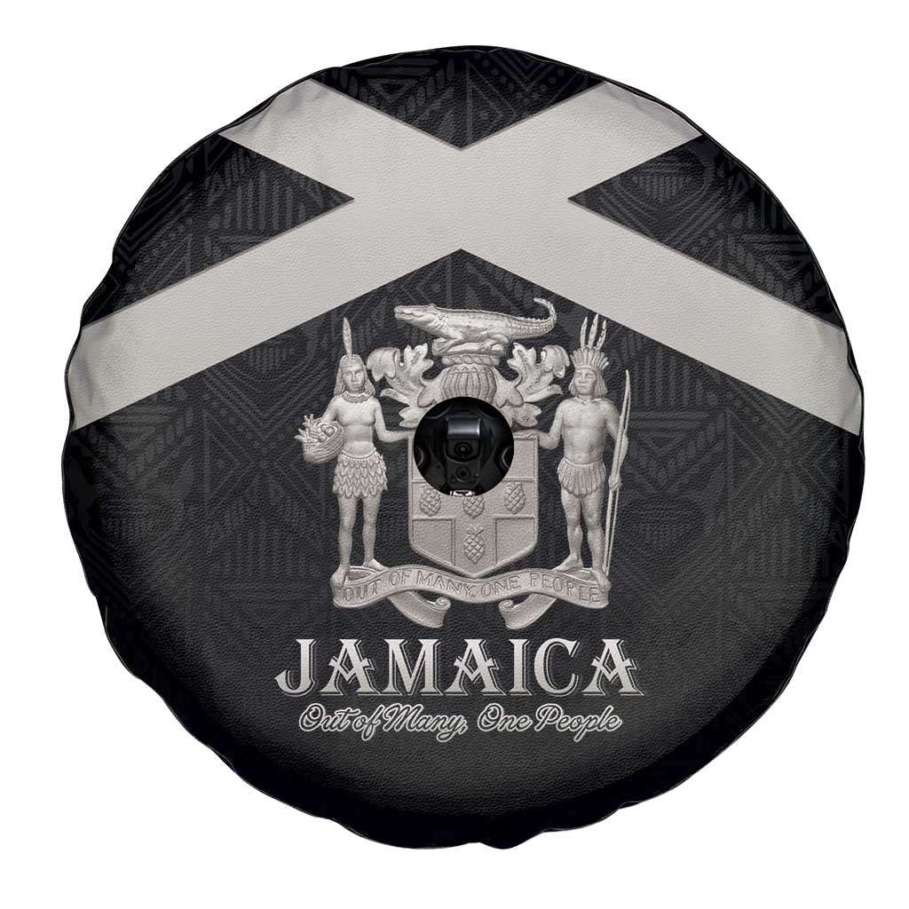 Jamaica Spare Tire Cover Coat Of Arms With Rastafarian Lion Silver Color LT15