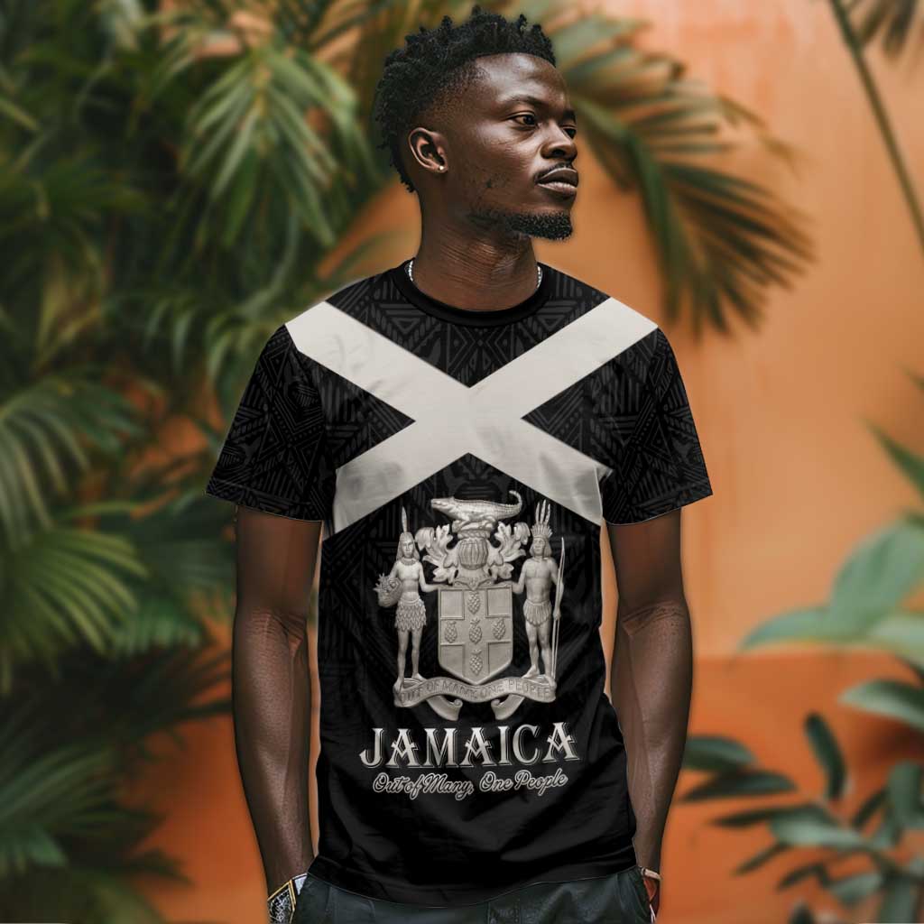Personalized Jamaica T shirt Out of Many One People Silver Color LT15