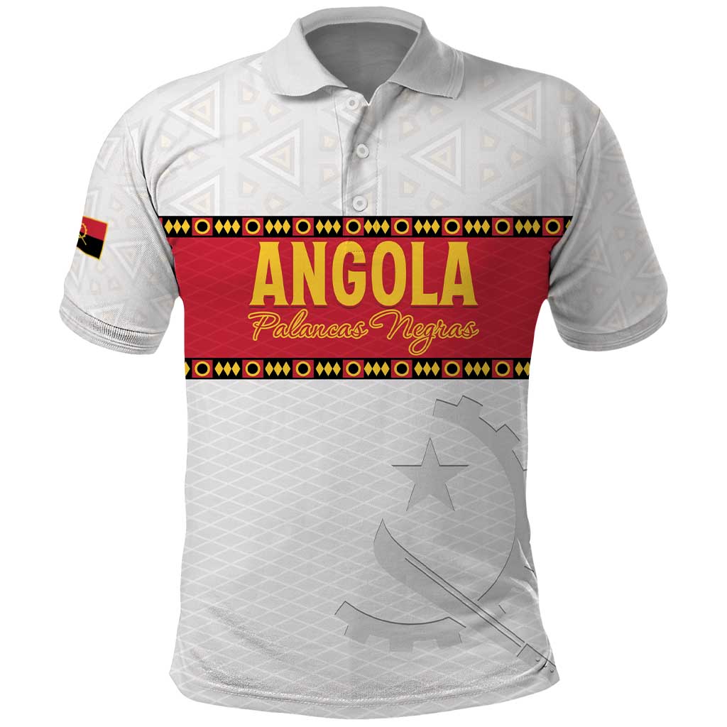 Custom Angola Football Polo Shirt Avante Palancas Negras - White LT15