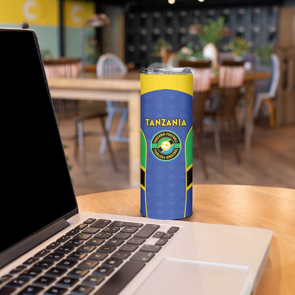 Afro Tanzania Football Custom Skinny Tumbler Go Taifa Stars Go LT15