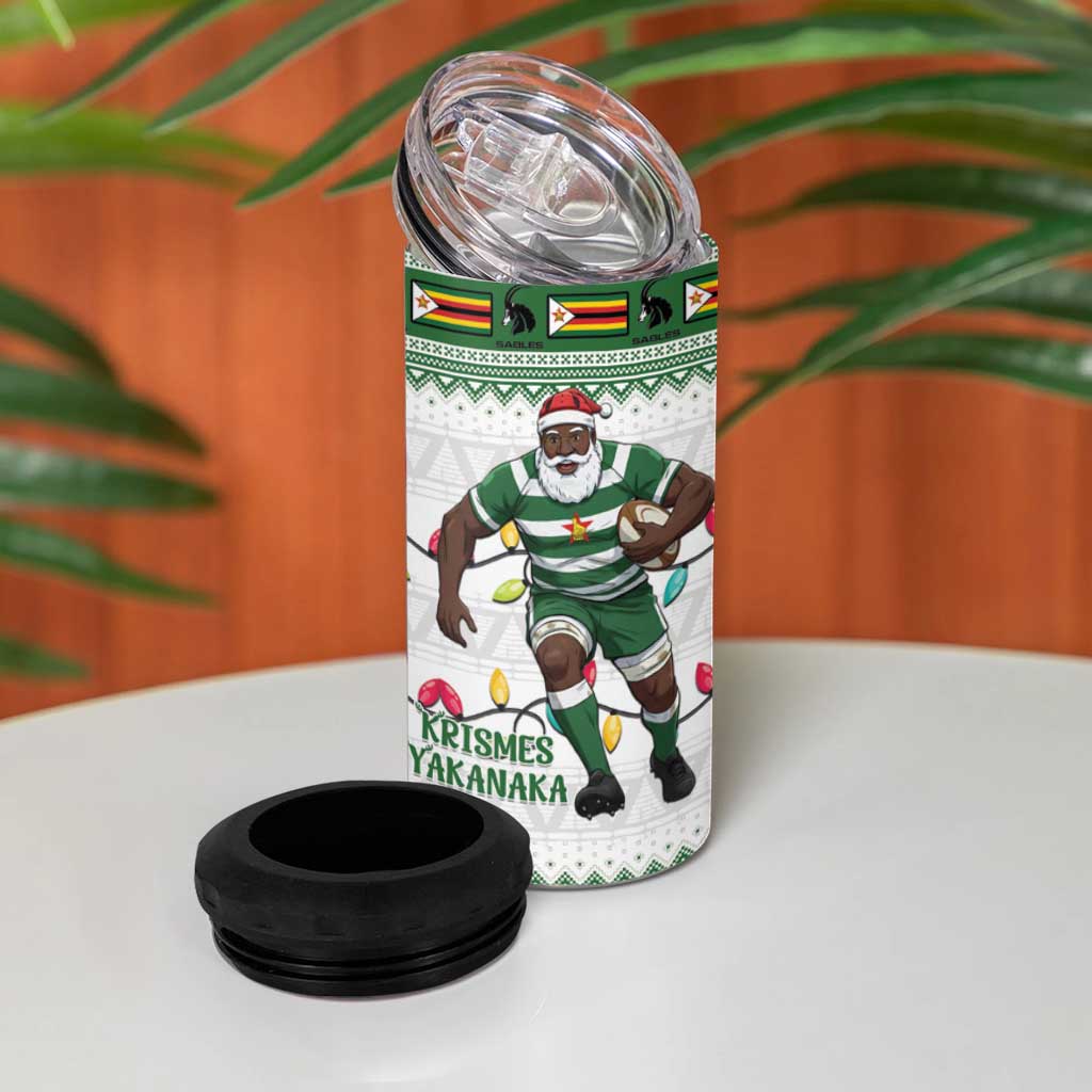 Afro Christmas Rugby Zimbabwe 4 in 1 Can Cooler Tumbler The Sables Krismes Yakanaka LT15