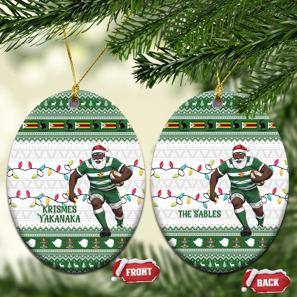 Zimbabwe Rugby Christmas Ceramic Ornament The Sables Krismes Yakanaka LT15