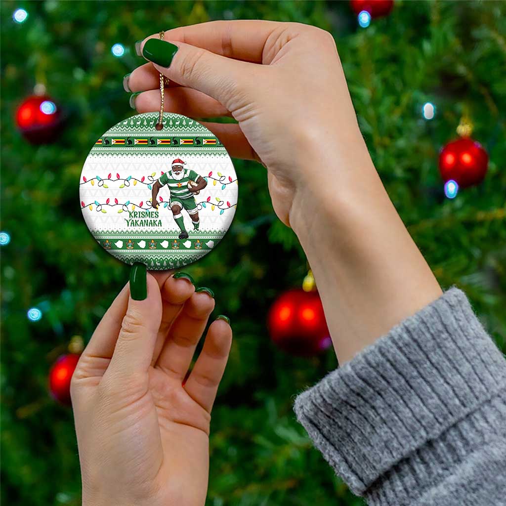 Zimbabwe Rugby Christmas Ceramic Ornament The Sables Krismes Yakanaka LT15