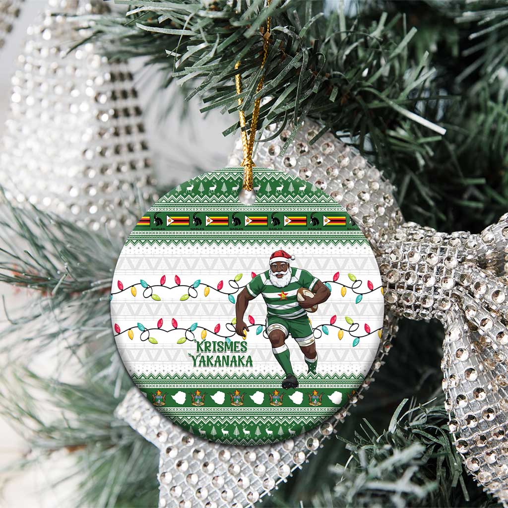 Zimbabwe Rugby Christmas Ceramic Ornament The Sables Krismes Yakanaka LT15