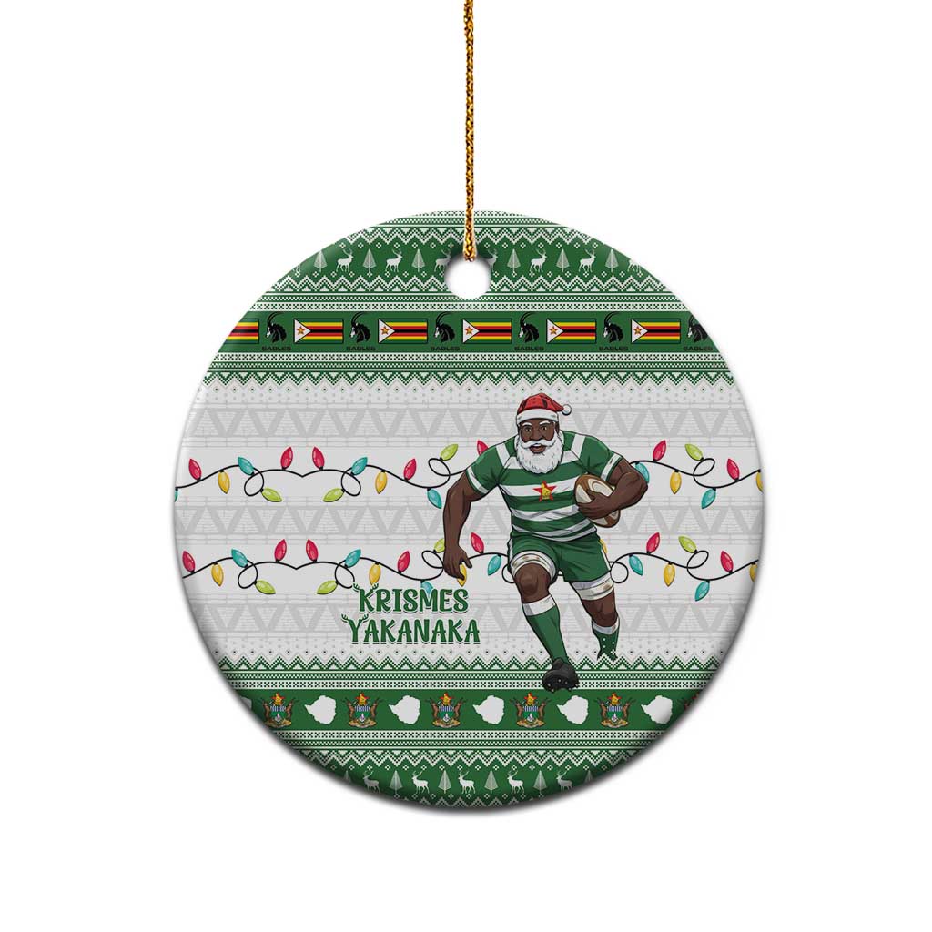 Zimbabwe Rugby Christmas Ceramic Ornament The Sables Krismes Yakanaka LT15