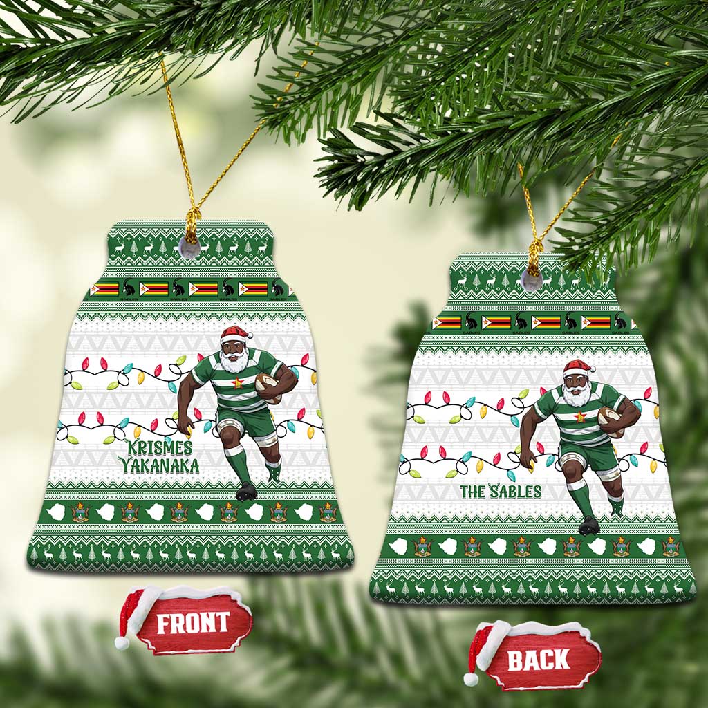 Zimbabwe Rugby Christmas Ceramic Ornament The Sables Krismes Yakanaka LT15