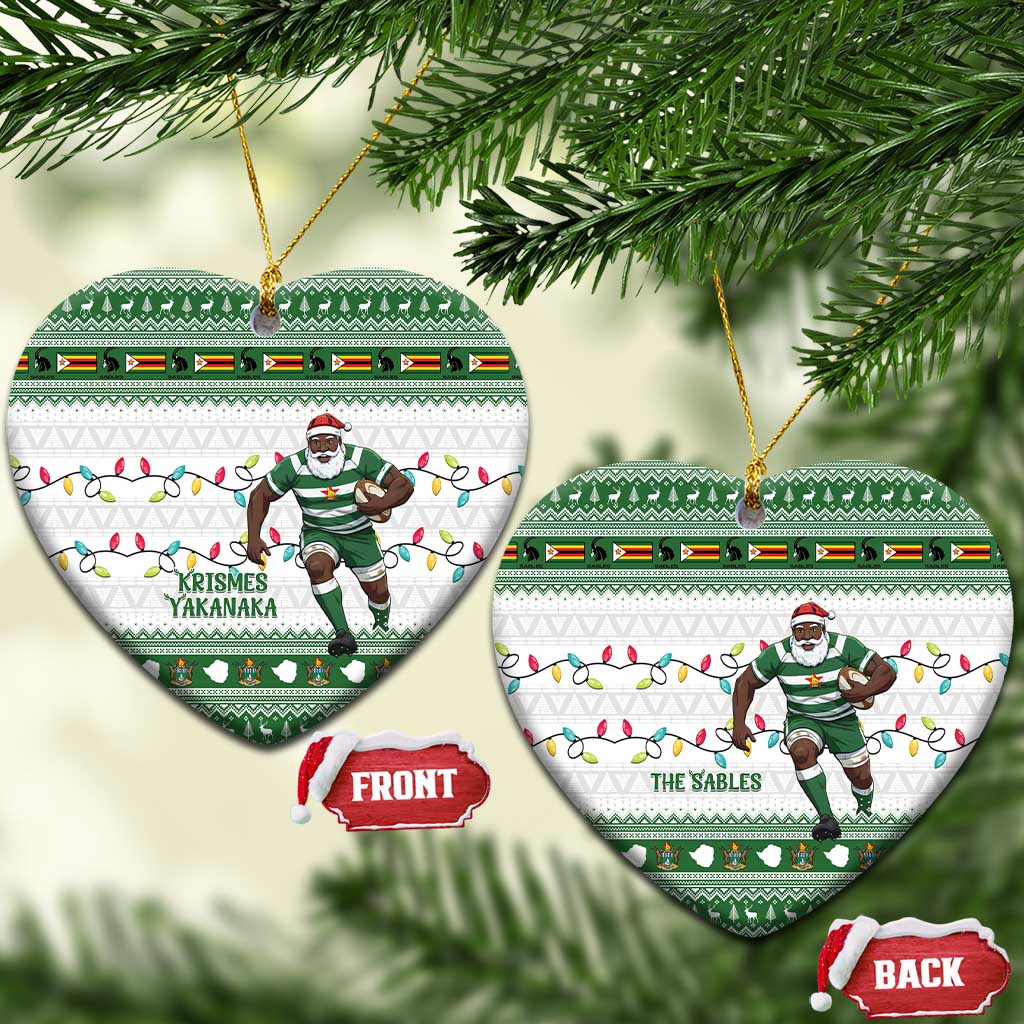 Zimbabwe Rugby Christmas Ceramic Ornament The Sables Krismes Yakanaka LT15