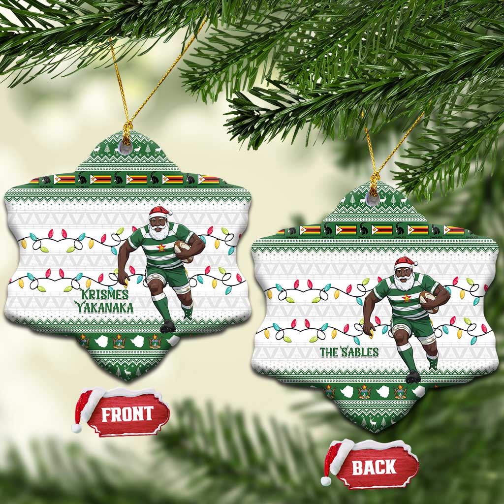 Zimbabwe Rugby Christmas Ceramic Ornament The Sables Krismes Yakanaka LT15