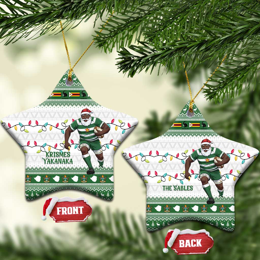 Zimbabwe Rugby Christmas Ceramic Ornament The Sables Krismes Yakanaka LT15