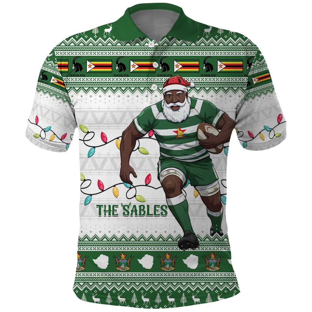Zimbabwe Rugby Christmas Polo Shirt The Sables Krismes Yakanaka LT15