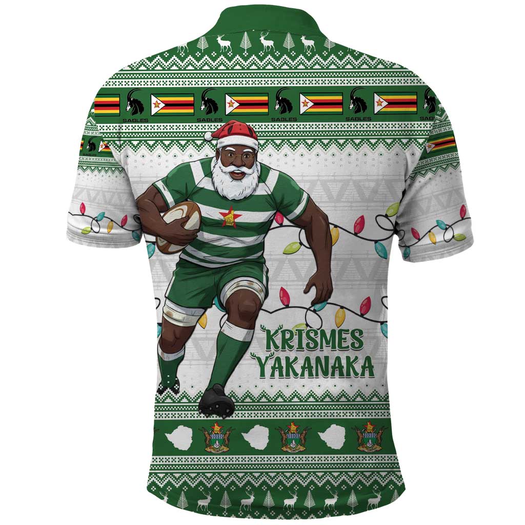 Zimbabwe Rugby Christmas Polo Shirt The Sables Krismes Yakanaka LT15