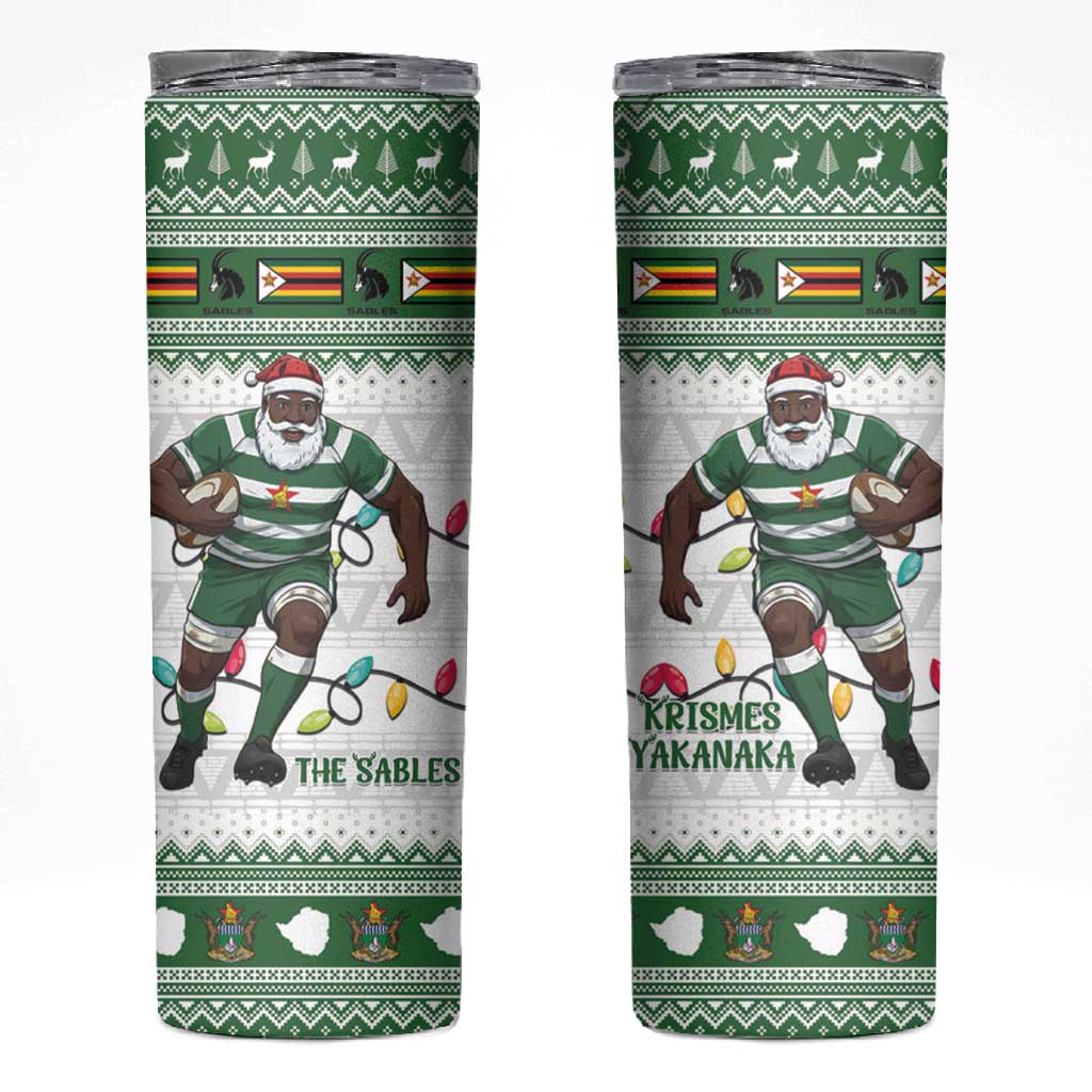 Afro Christmas Rugby Zimbabwe Skinny Tumbler The Sables Krismes Yakanaka LT15