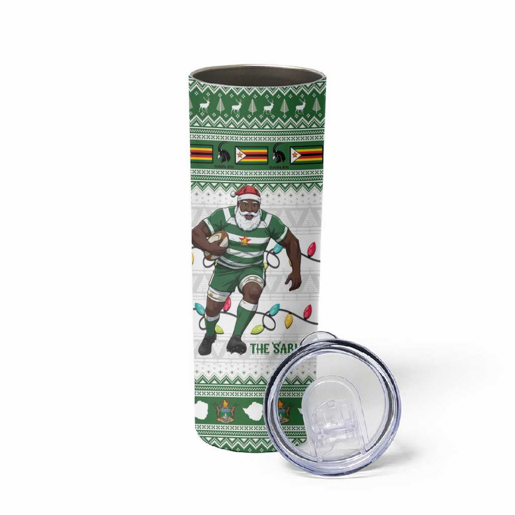 Afro Christmas Rugby Zimbabwe Skinny Tumbler The Sables Krismes Yakanaka LT15