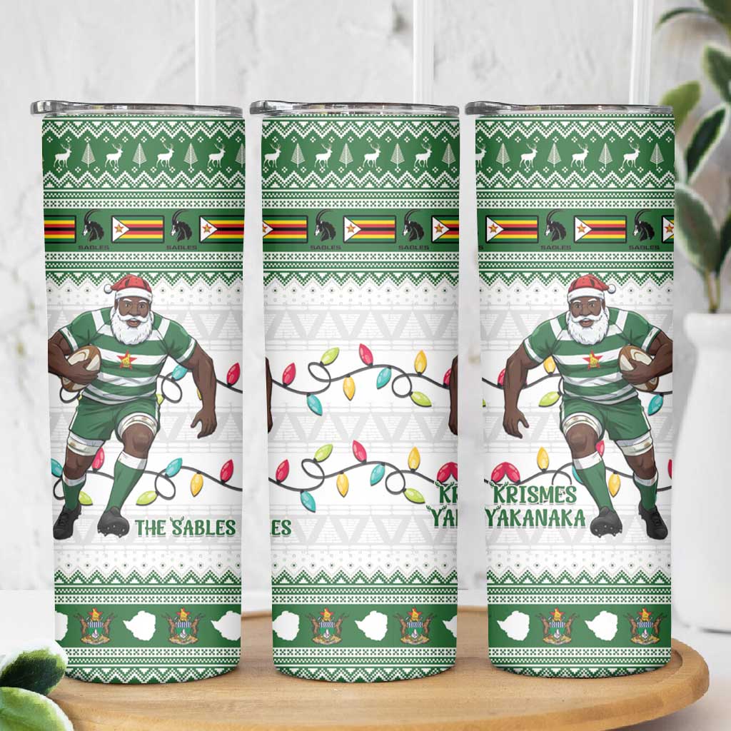 Afro Christmas Rugby Zimbabwe Skinny Tumbler The Sables Krismes Yakanaka LT15