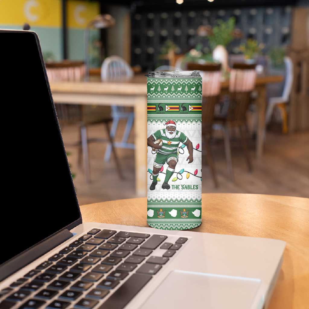 Afro Christmas Rugby Zimbabwe Skinny Tumbler The Sables Krismes Yakanaka LT15