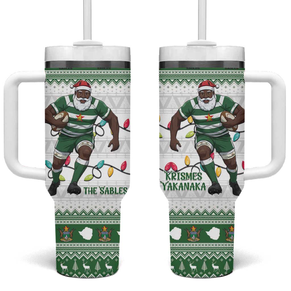 Afro Christmas Rugby Zimbabwe Tumbler With Handle The Sables Krismes Yakanaka LT15