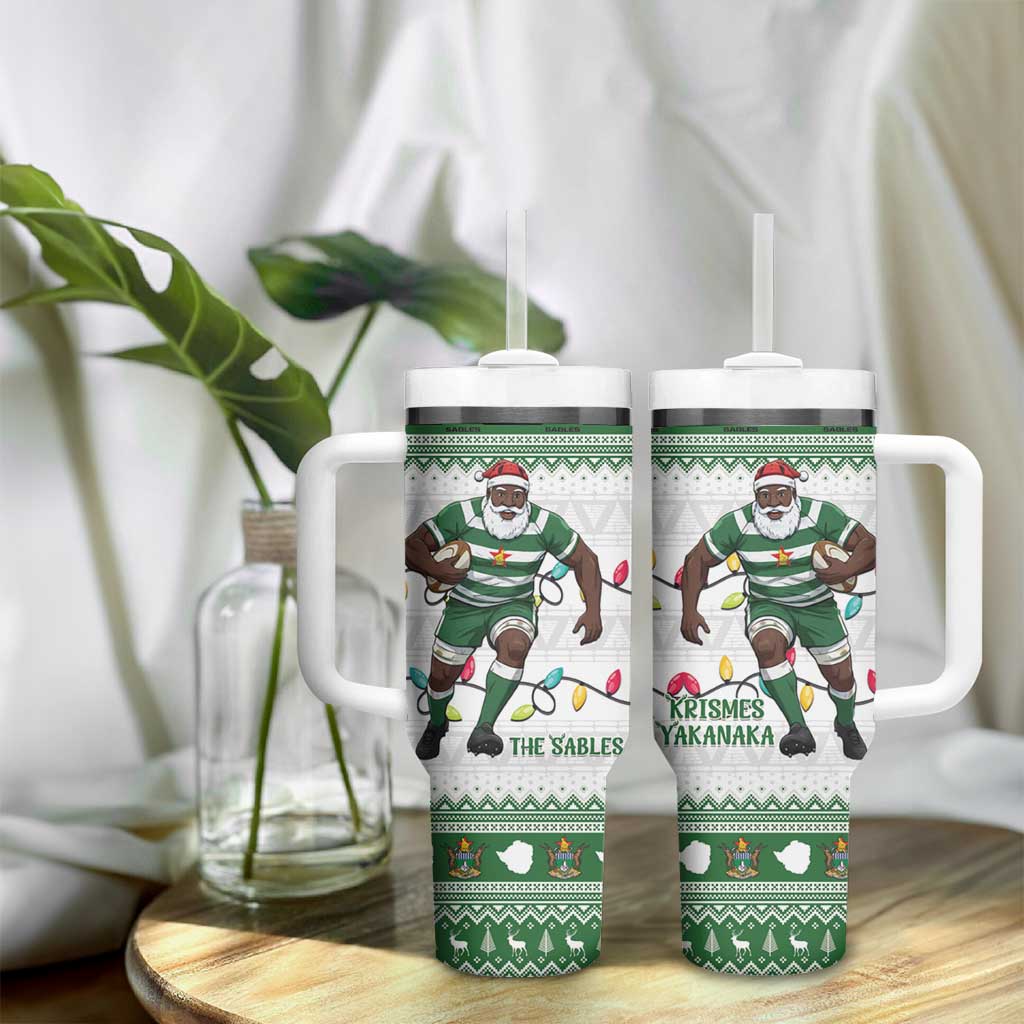 Afro Christmas Rugby Zimbabwe Tumbler With Handle The Sables Krismes Yakanaka LT15