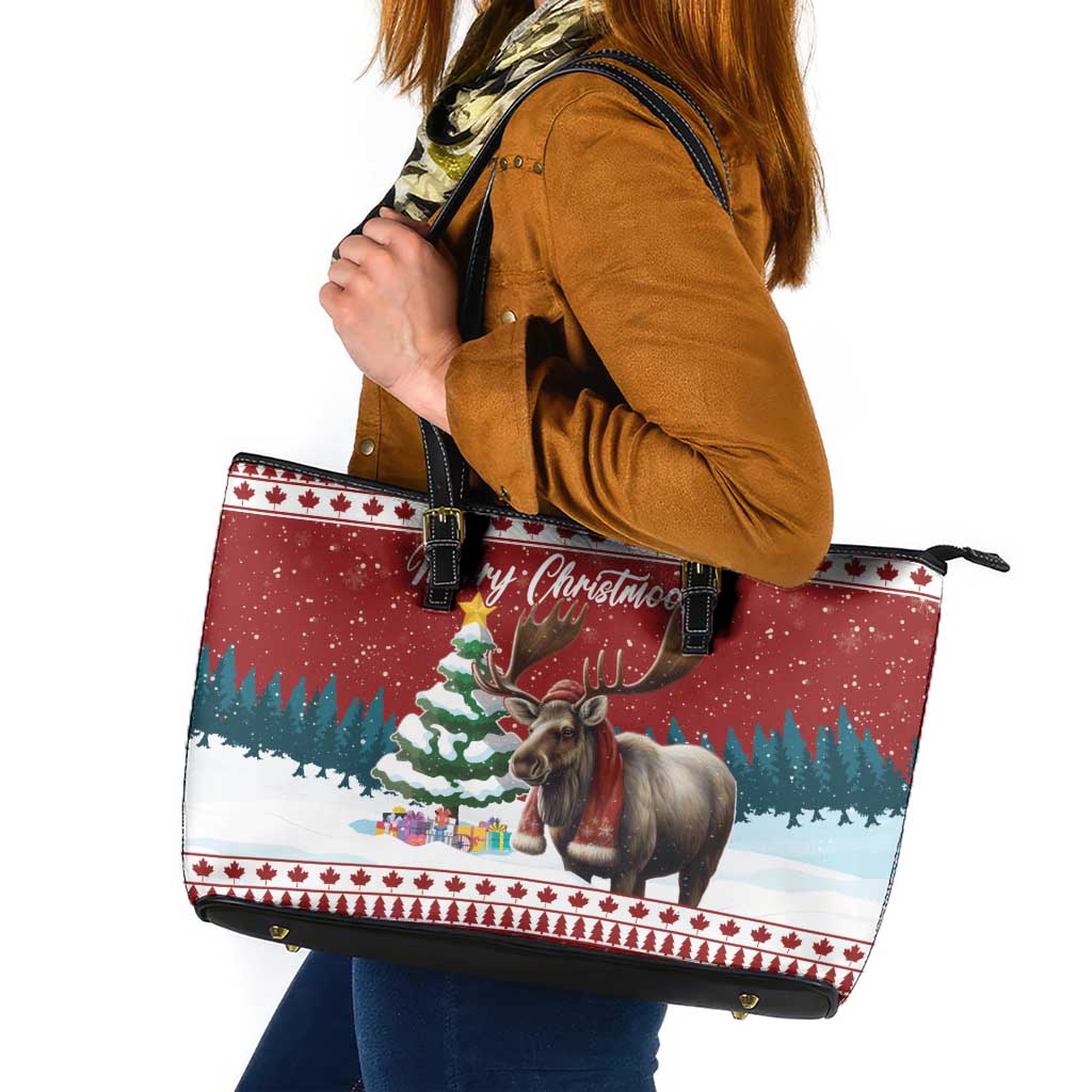 Canada Christmas Leather Tote Bag Merry Christmoose LT15