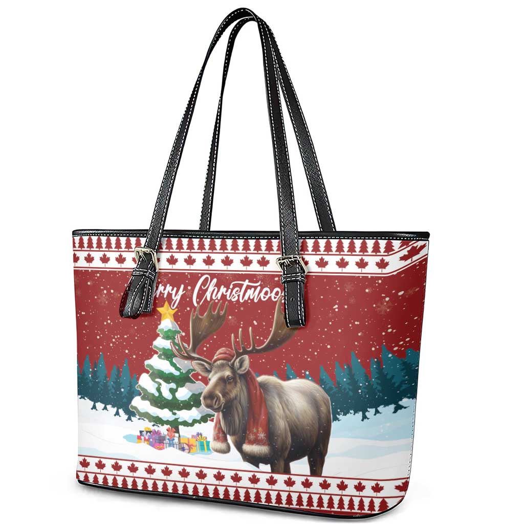 Canada Christmas Leather Tote Bag Merry Christmoose LT15