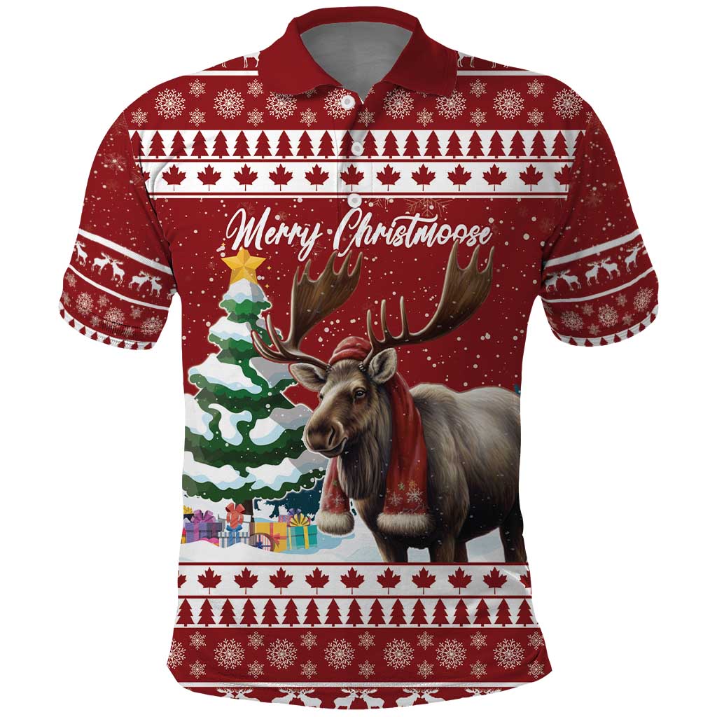 Personalized Canada Christmas Polo Shirt Merry Christmoose LT15
