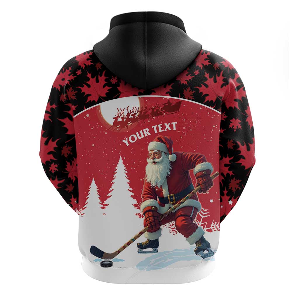 Personalized Canada Christmas Hoodie Santa Claus Hockey Player - Maple Leaves Pattern LT15