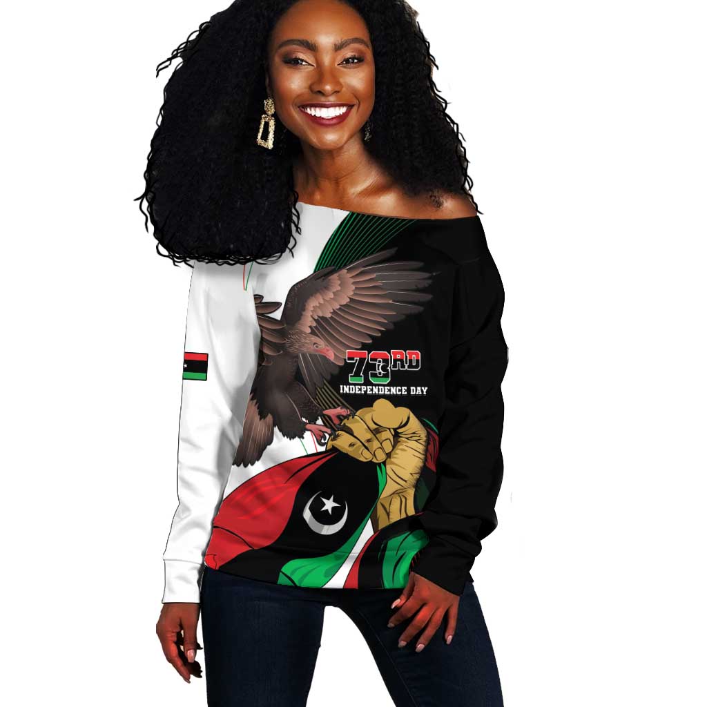 Afro Libya Off Shoulder Sweater Arabian Eagle - Independence Day LT15