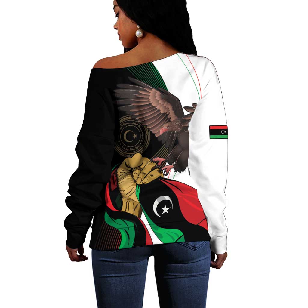 Afro Libya Off Shoulder Sweater Arabian Eagle - Independence Day LT15