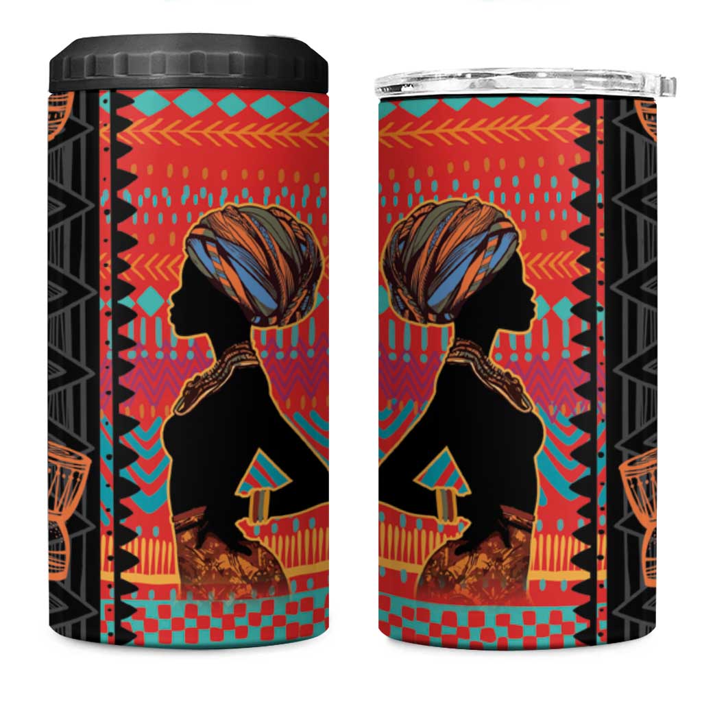 African Women 4 in 1 Can Cooler Tumbler Ethnic Pattern LT15