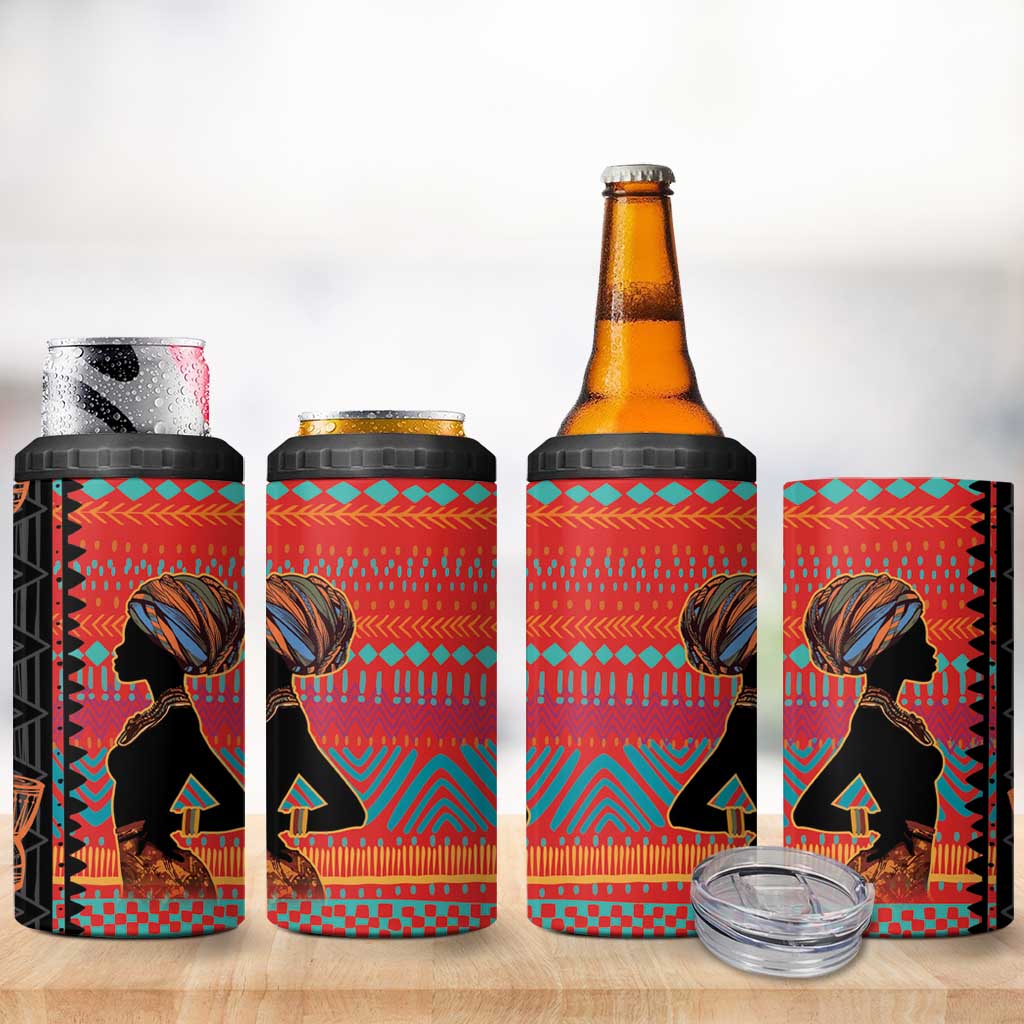 African Women 4 in 1 Can Cooler Tumbler Ethnic Pattern LT15