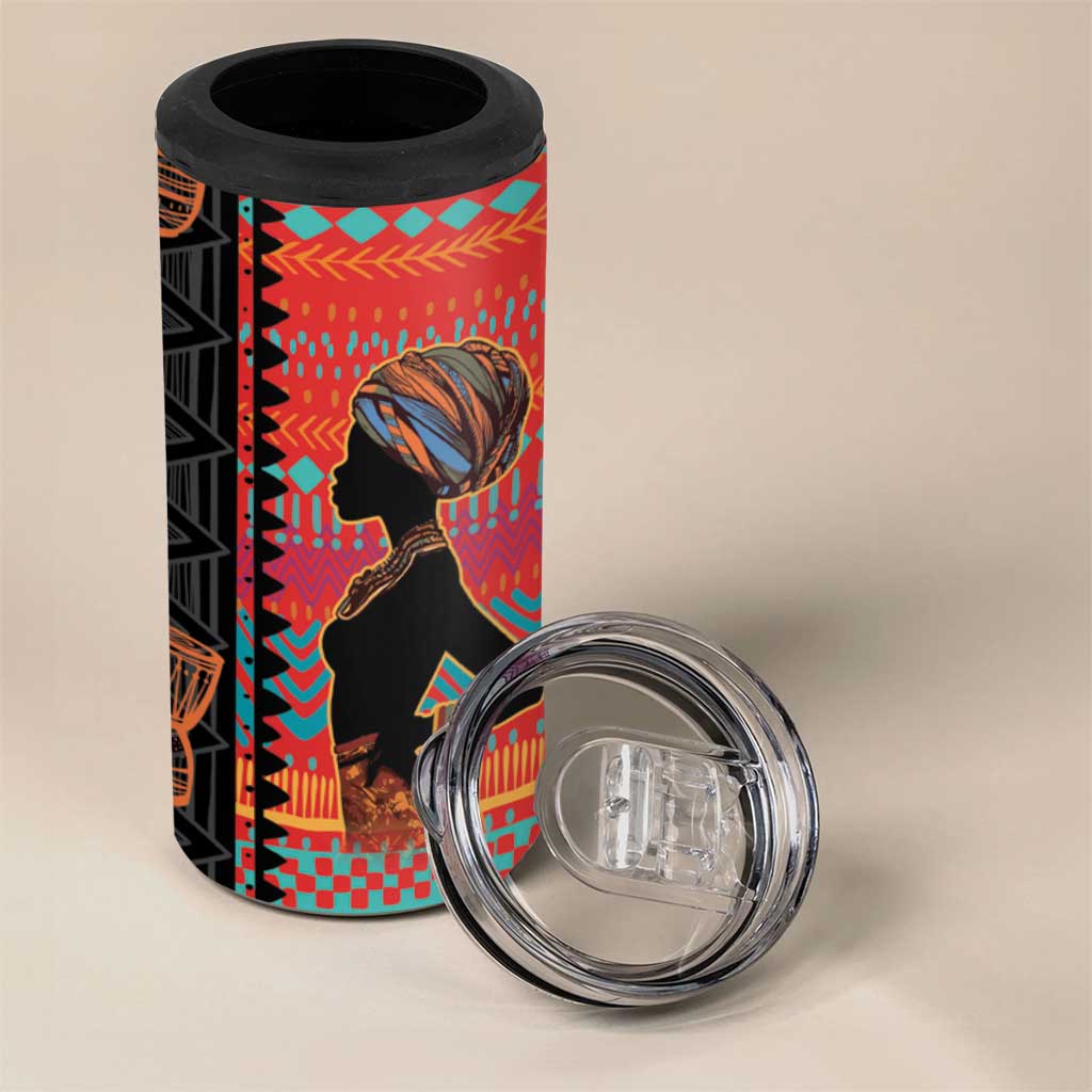 African Women 4 in 1 Can Cooler Tumbler Ethnic Pattern LT15