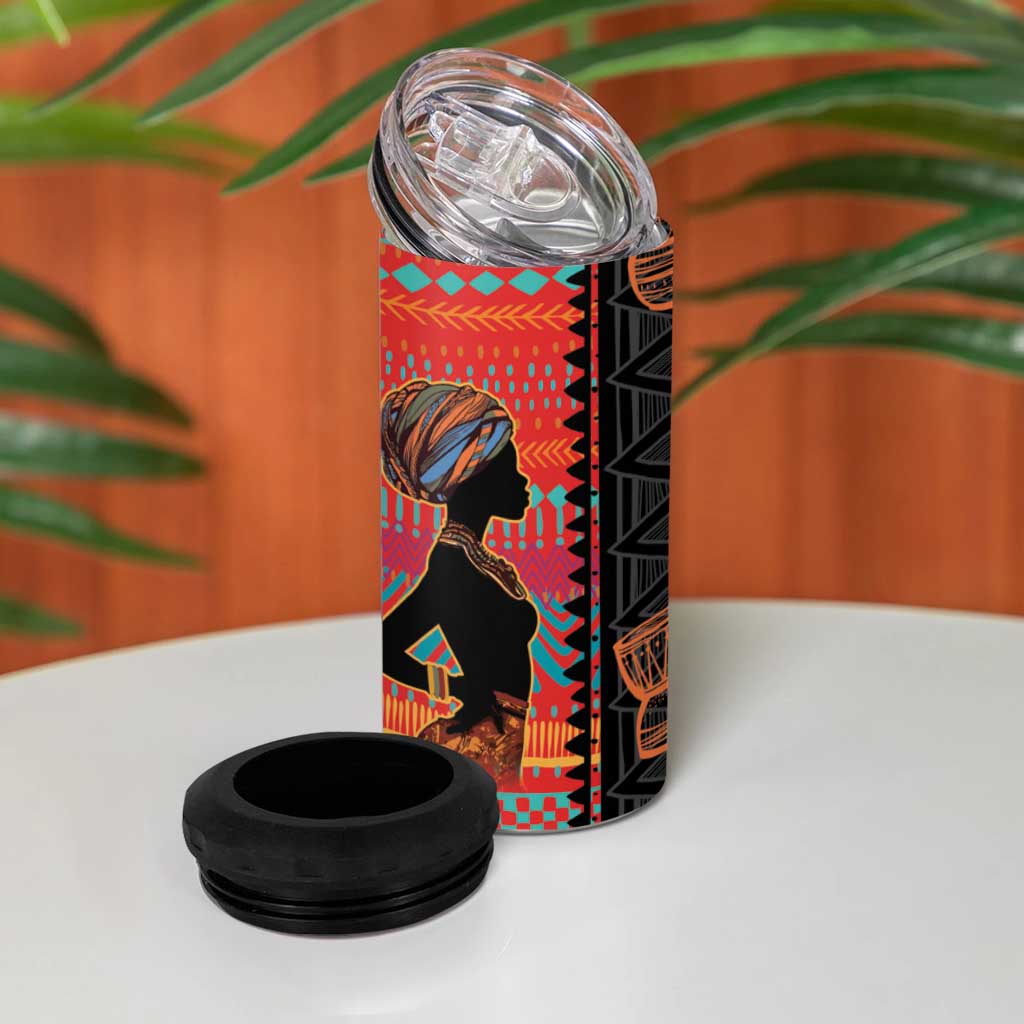 African Women 4 in 1 Can Cooler Tumbler Ethnic Pattern LT15
