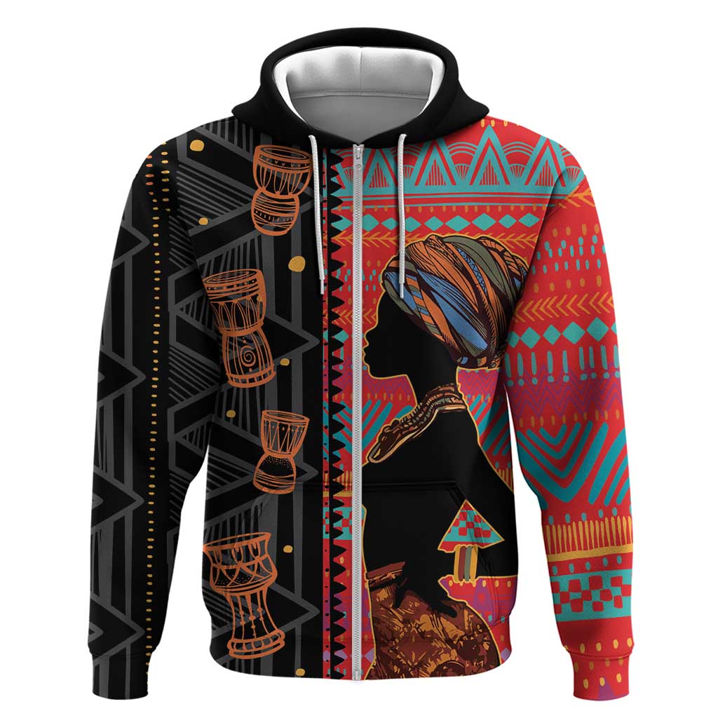 Happy International Women's Day Hoodie African Women With Ethnic Pattern LT15