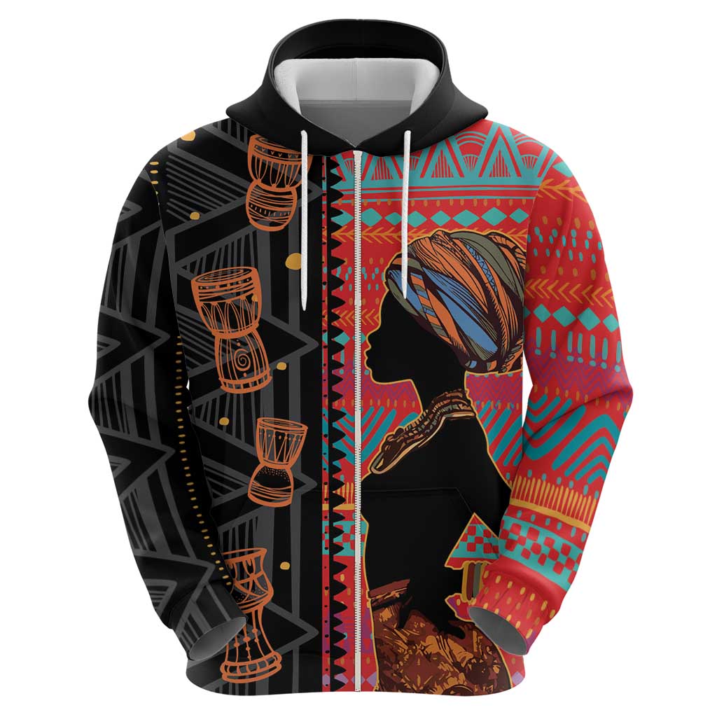 Happy International Women's Day Hoodie African Women With Ethnic Pattern LT15