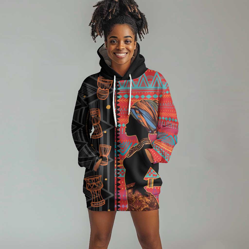 African Women Hoodie Dress Ethnic Pattern LT15