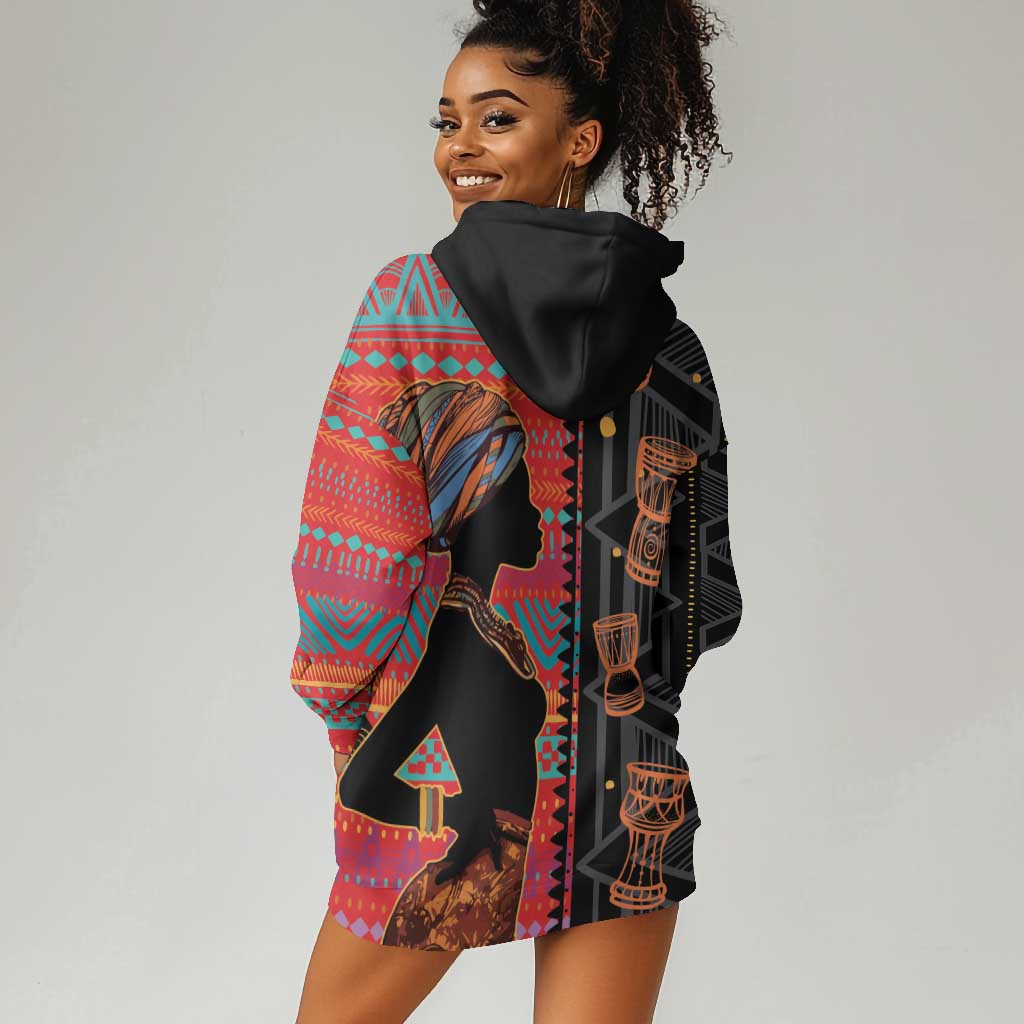 African Women Hoodie Dress Ethnic Pattern LT15