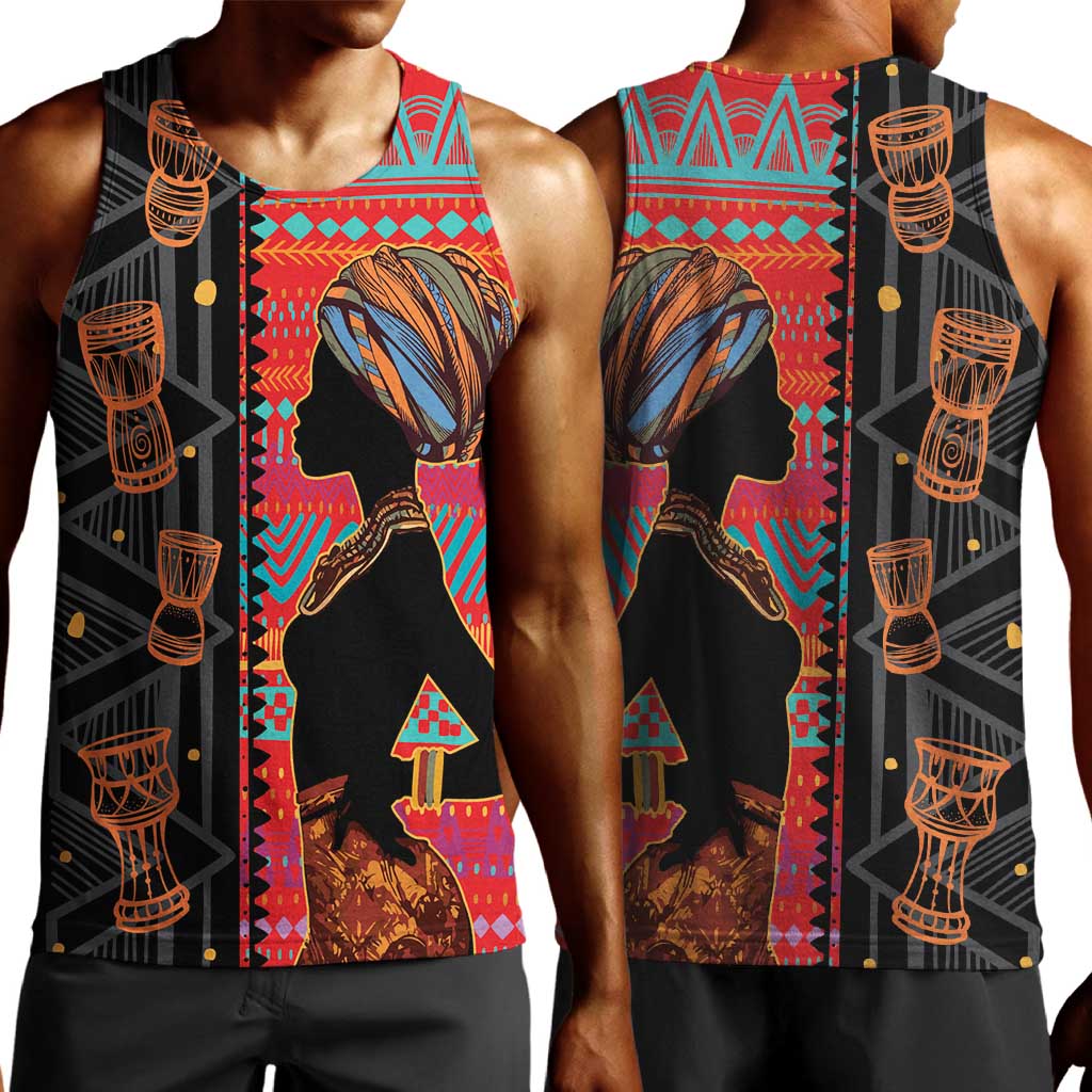 African Women Men Tank Top Ethnic Pattern LT15