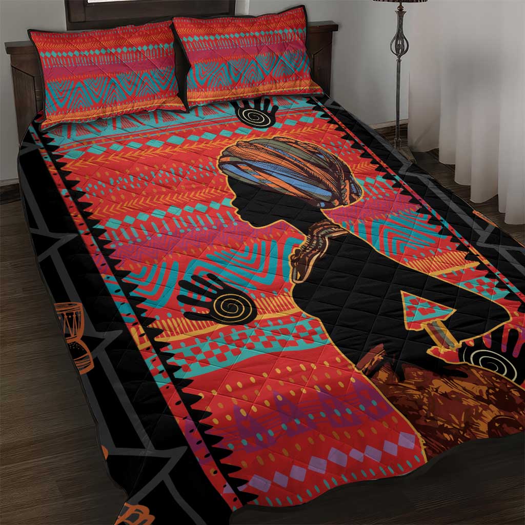 African Women Quilt Bed Set Ethnic Pattern LT15