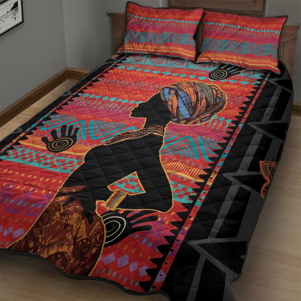 African Women Quilt Bed Set Ethnic Pattern LT15