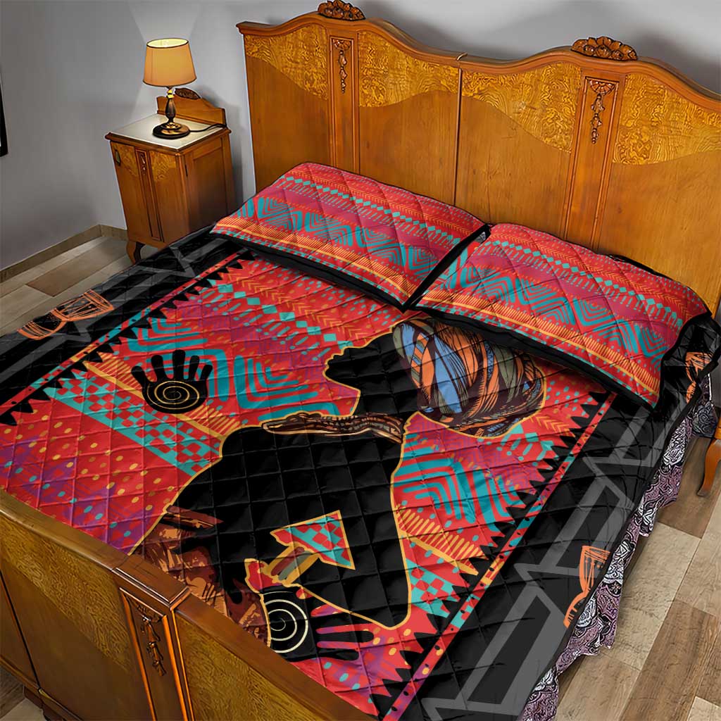 African Women Quilt Bed Set Ethnic Pattern LT15