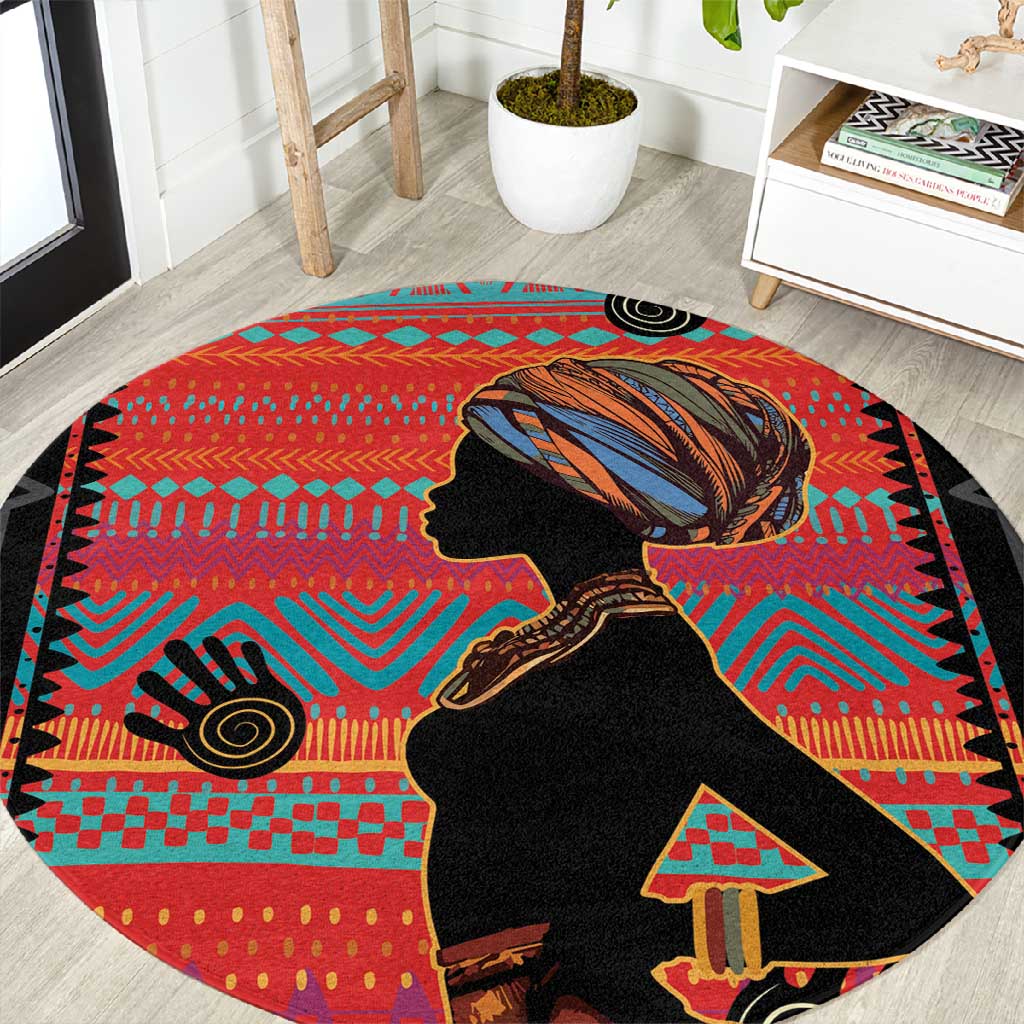 African Women Round Carpet Ethnic Pattern LT15