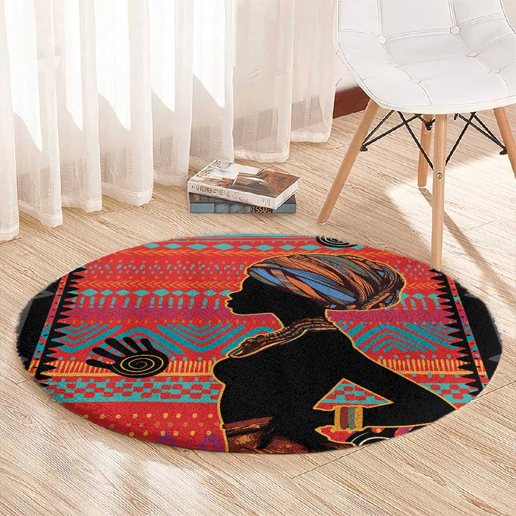 African Women Round Carpet Ethnic Pattern LT15