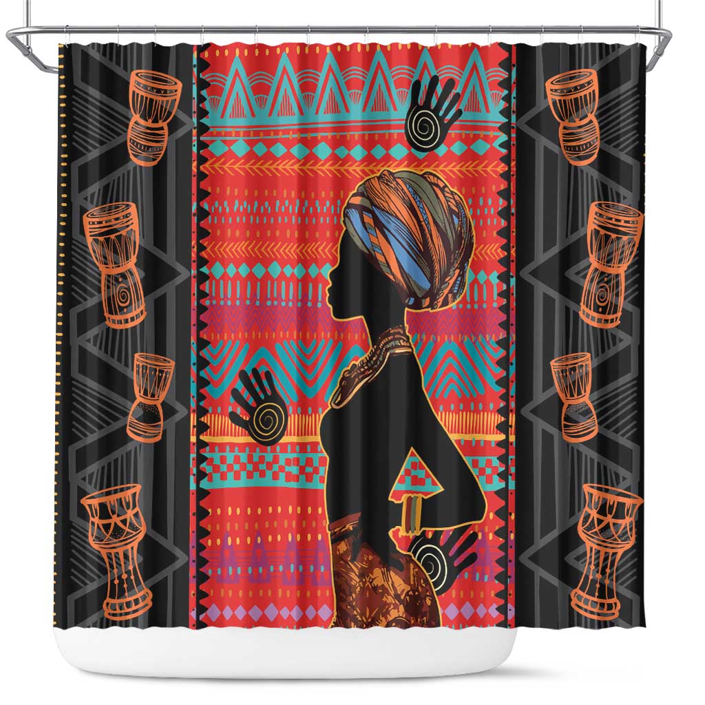 Happy International Women's Day Shower Curtain African Women With Ethnic Pattern LT15